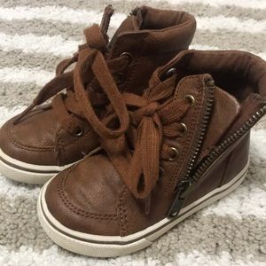 Cat and Jack brown leather high tops